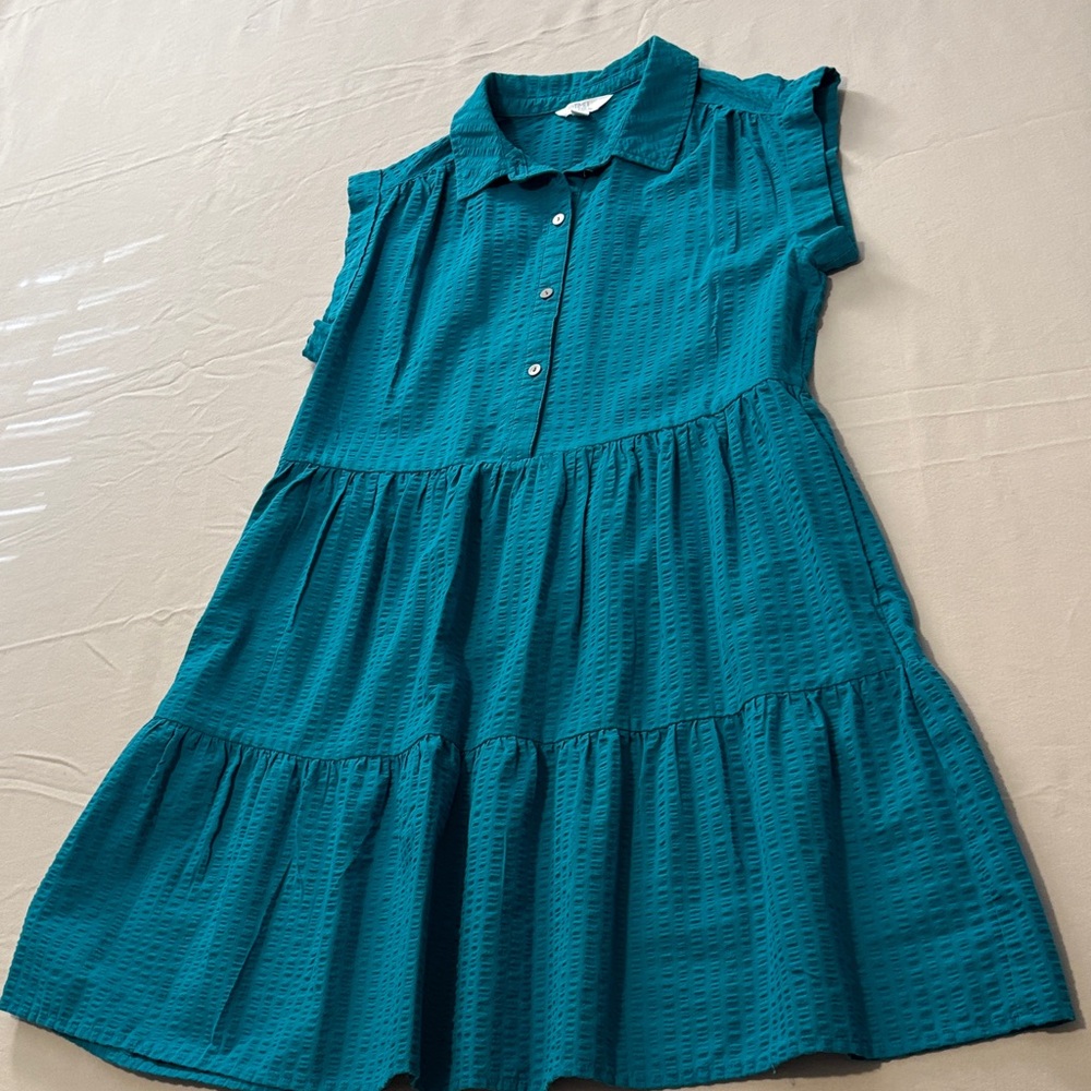 Time and Tru Teal Tiered Mini Dress